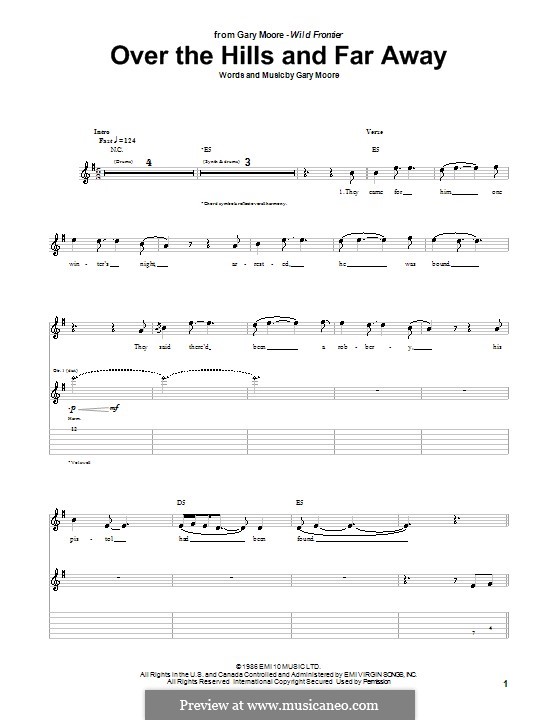 Over the Hills and Far Away: For guitar with tab by Gary Moore