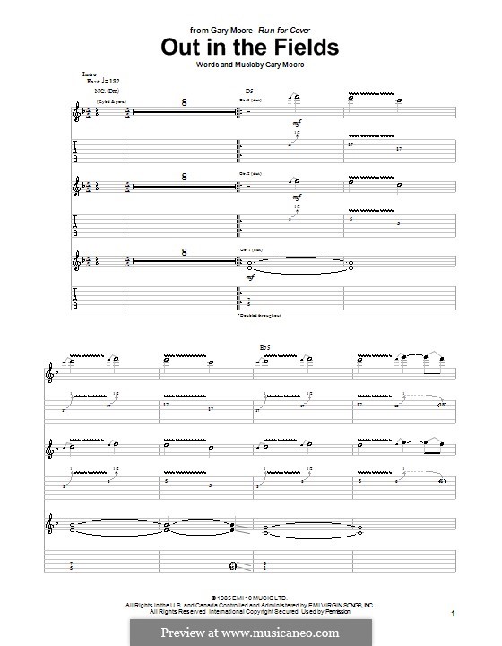 Out in the Fields: For guitar with tab by Gary Moore