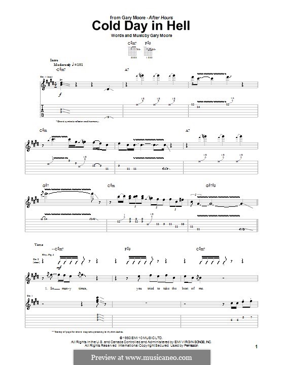 Cold Day in Hell: For guitar with tab by Gary Moore