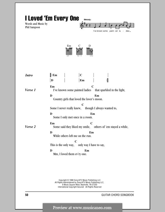 I Loved 'Em Every One: Lyrics and chords by Phil Sampson