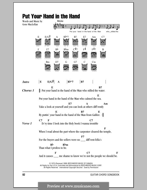 Put Your Hand in the Hand (Ocean): Lyrics and chords by Gene MacLellan