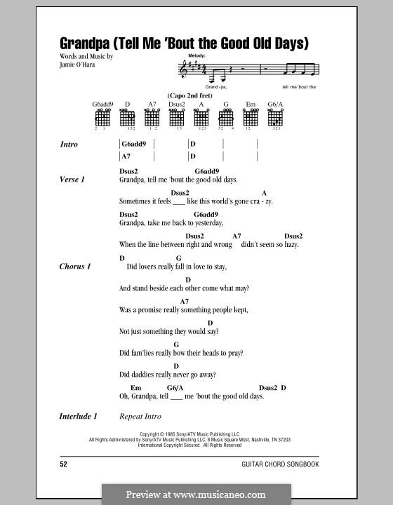 Grandpa / Tell Me 'Bout The Good Old Days (The Judds): Lyrics and chords by Jamie O'Hara