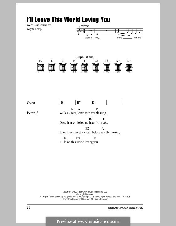 I Ll Leave This World Loving You By W Kemp Sheet Music On Musicaneo