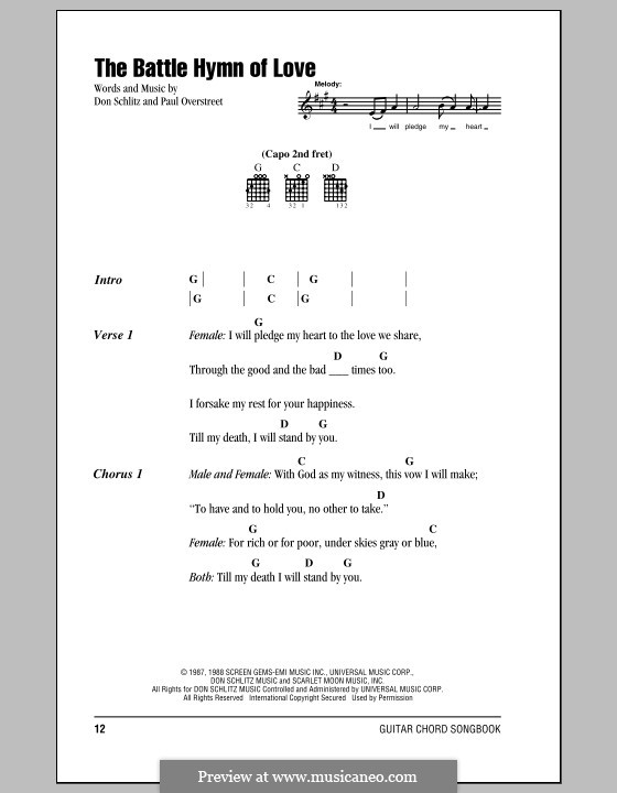 The Battle Hymn of Love (Kathy Mattea): Lyrics and chords by Don Schlitz, Paul Overstreet