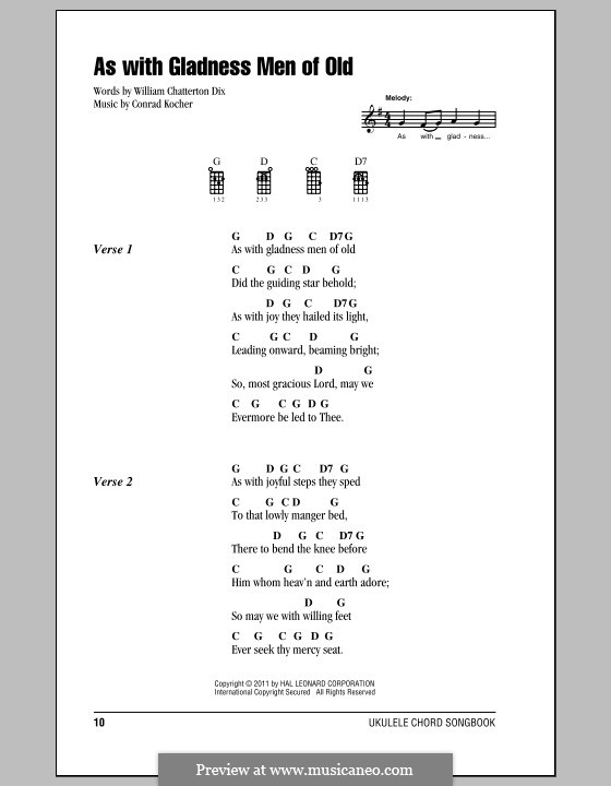 As with Gladness Men of Old: For ukulele by Conrad Kocher