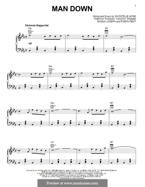 Man Down By Rihanna, S. Joseph, S. Layne, T. Thomas, T. Thomas On.