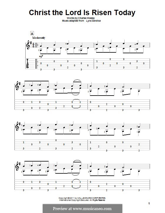 Christ the Lord Is Risen Today: For guitar with tab by folklore