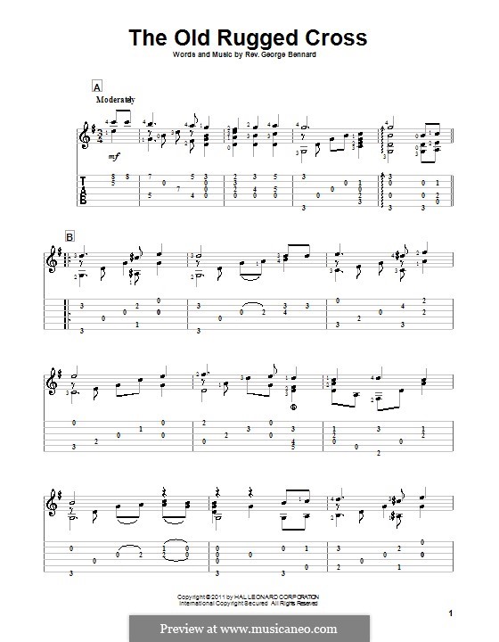 The Old Rugged Cross: For guitar with tab by George Bennard