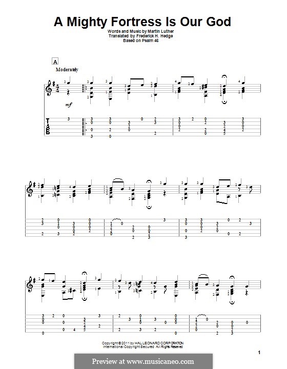 A Mighty Fortress Is Our God: For guitar by Martin Luther