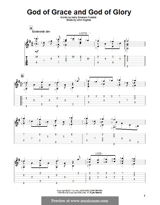 God of Grace and God of Glory: For guitar with tab by John Hughes