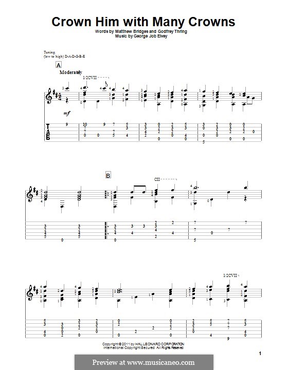 Crown Him with Many Crowns: For guitar with tab by George Job Elvey