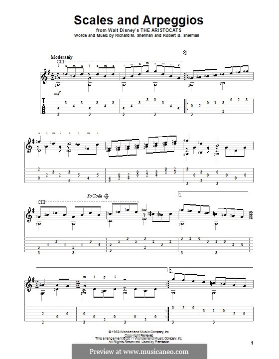 Scales and Arpeggios: For guitar with tab by Richard M. Sherman, Robert B. Sherman
