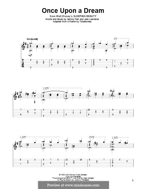 Once Upon A Dream (from Sleeping Beauty): For guitar with tab by Jack Lawrence, Sammy Fain
