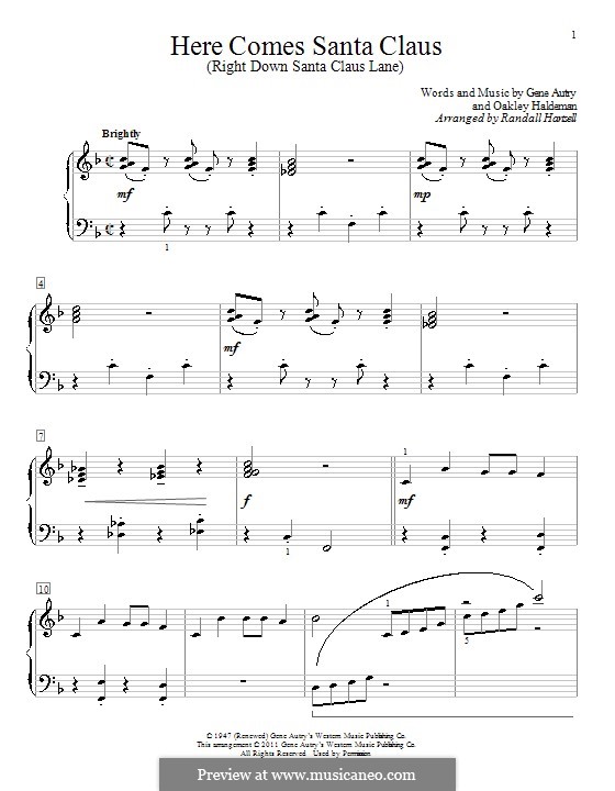 Piano version: For a single performer by Gene Autry, Oakley Haldeman