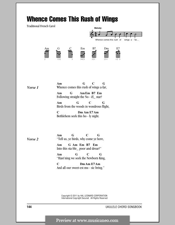 Whence Comes This Rush of Wings: Ukulele with strumming patterns by folklore