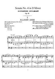 Organ Sonata No.4 in D Minor, Op.61: Organ Sonata No.4 in D Minor by Alexandre Guilmant