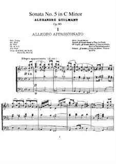 Organ Sonata No.5 in C Minor, Op.80: Organ Sonata No.5 in C Minor by Alexandre Guilmant