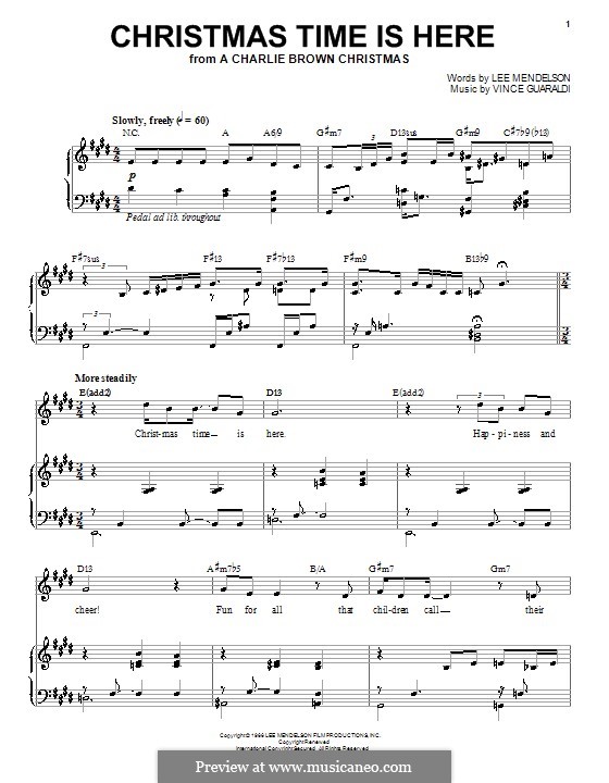 christmas time is here by v guaraldi sheet music on musicaneo christmastime is here piano sheet music