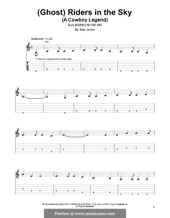 (Ghost) Riders in the Sky (A Cowboy Legend): For guitar (Johnny Cash) by Stan Jones