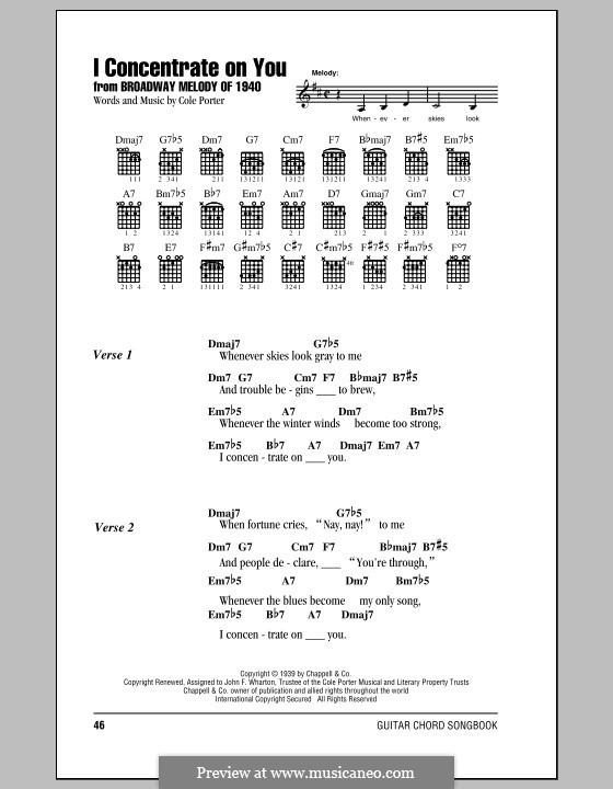 I Concentrate on You: Lyrics and chords by Cole Porter
