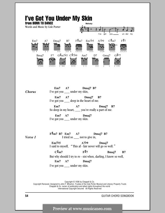 I've Got You under My Skin: Lyrics and chords by Cole Porter