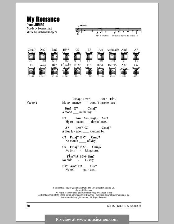 My Romance: Lyrics and chords by Richard Rodgers