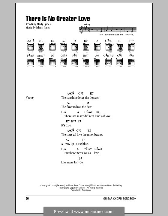 There Is No Greater Love: Lyrics and chords by Marty Symes