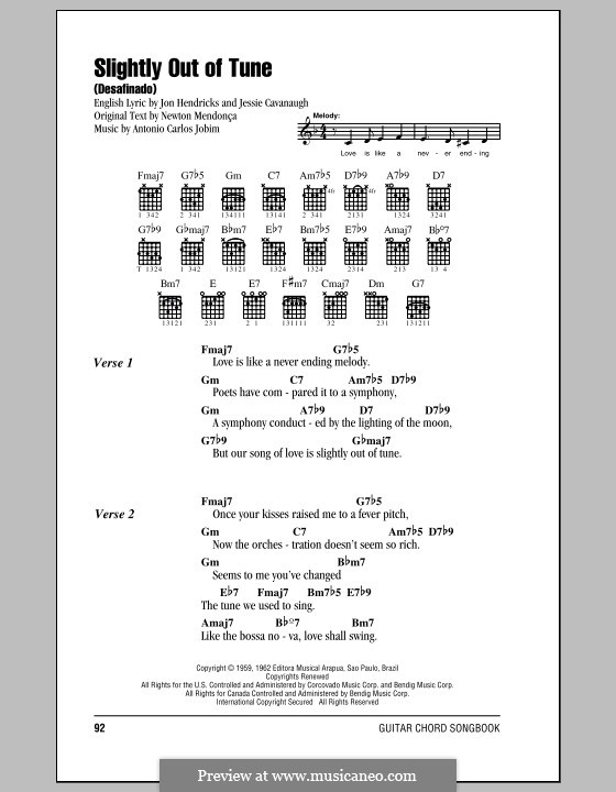 Desafinado (Slightly Out of Tune): Lyrics and chords by Antonio Carlos Jobim