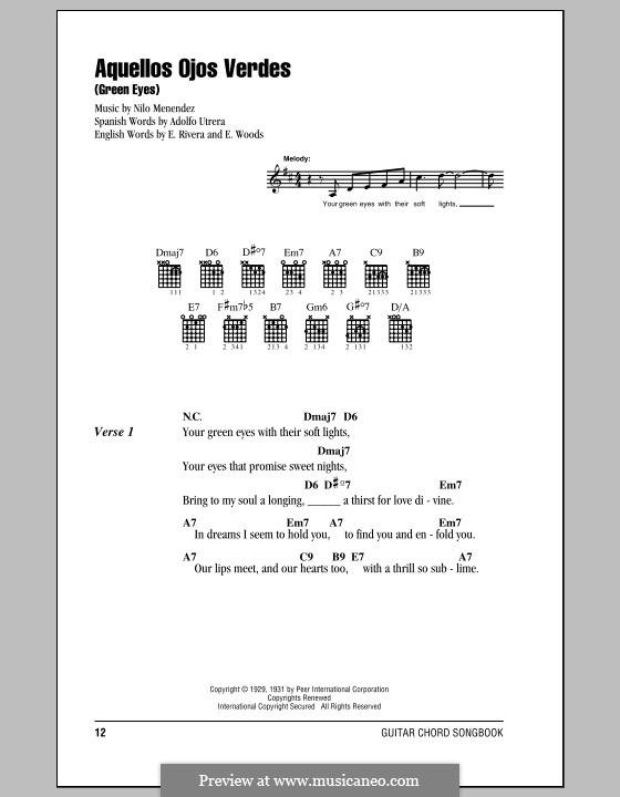 Aquellos Ojos Verdes (Green Eyes): Lyrics and chords by Nilo Menendez