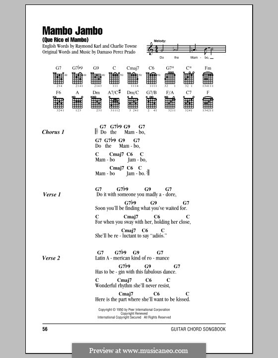 Que Rico Mambo Trombone Notes Mambo Jambo (Que Rico El Mambo) by C. Towne, D.P. Prado, R. Karl on ...
