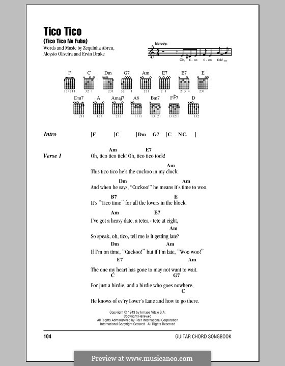 Tico-Tico no fubá: Lyrics and chords by Zequinha de Abreu