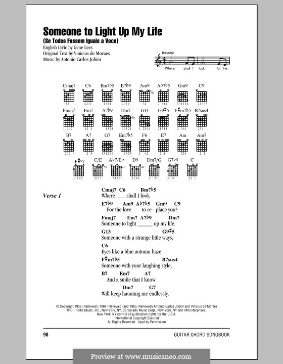 Someone to Light Up My Life (Se Todos Fossem Iguais a Voce): Lyrics and chords by Antonio Carlos Jobim