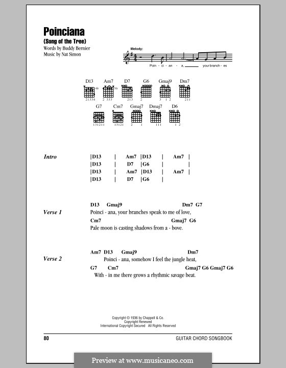 Poinciana (Song of the Tree): Lyrics and chords by Nat Simon