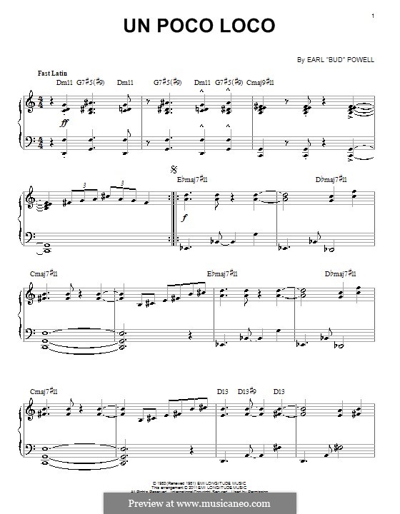 Un Poco Loco: For piano by Bud Powell