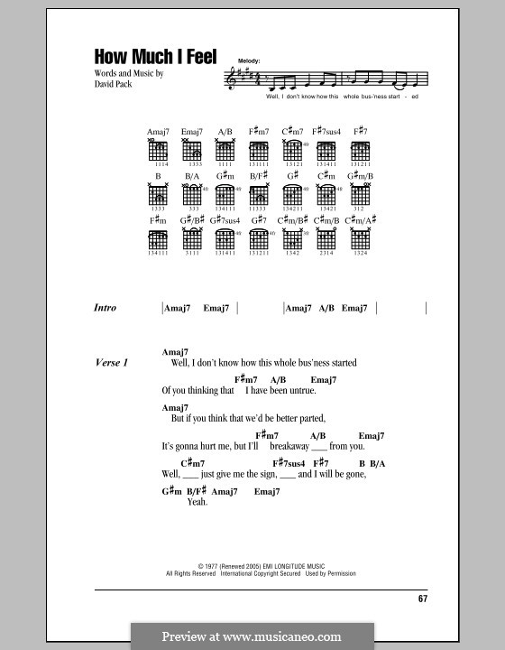 How Much I Feel (Ambrosia): Lyrics and chords by David Pack