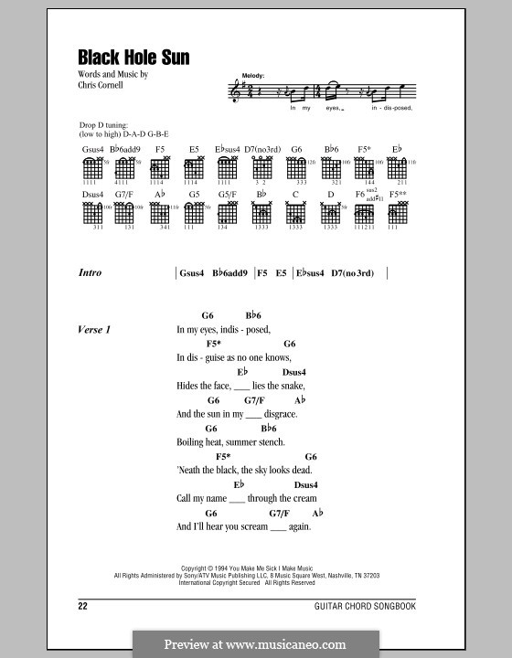 Black Hole Sun (Soundgarden): Lyrics and chords by Chris Cornell