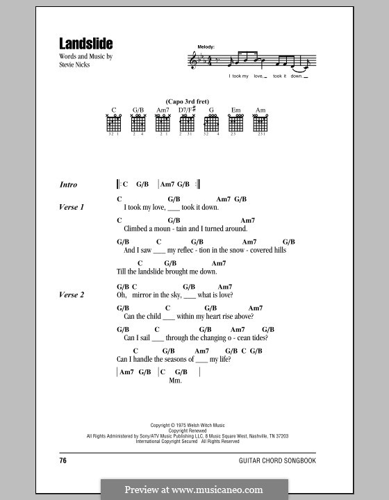 Landslide (Fleetwood Mac): Lyrics and chords by Stevie Nicks