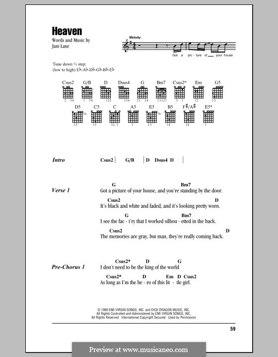 Heaven (Warrant): Lyrics and chords by Jani Lane