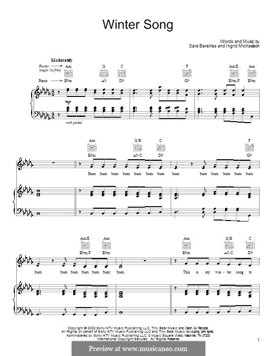Download Winter Song by I. Michaelson - sheet music on MusicaNeo