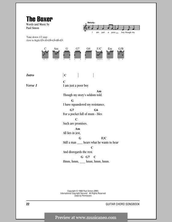 The Boxer: Lyrics and chords by Paul Simon