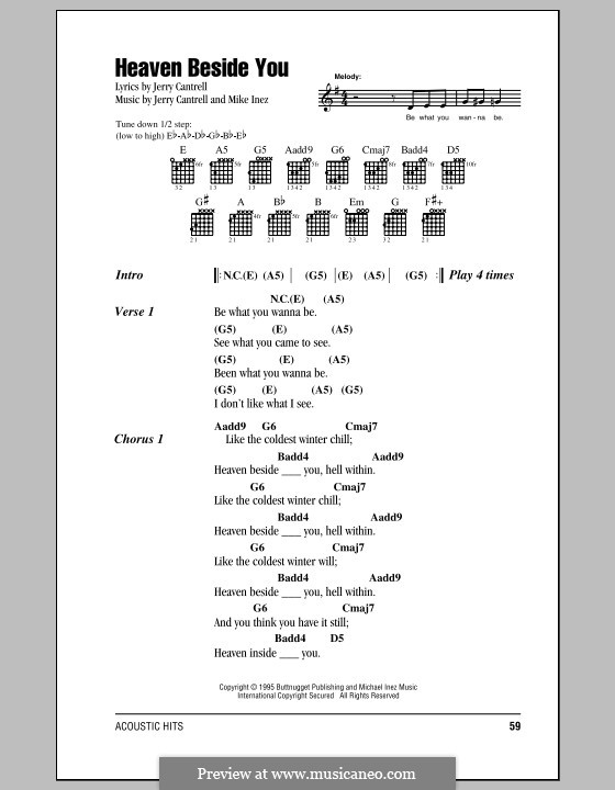 Heaven Beside You (Alice In Chains): Lyrics and chords by Jerry Cantrell, Michael Inez