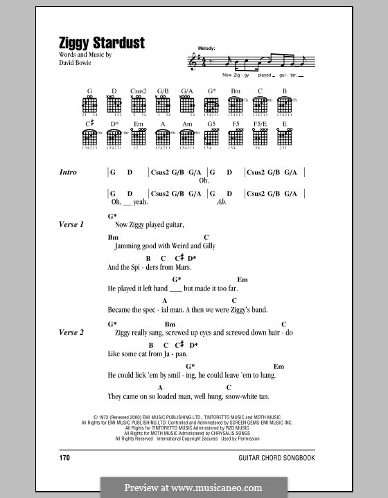 Ziggy Stardust: Lyrics and chords by David Bowie