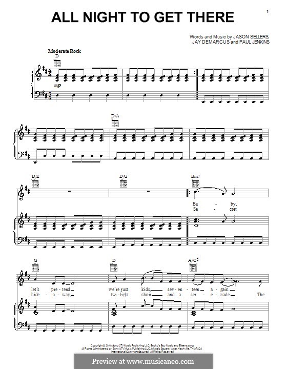 All Night to Get There (Rascal Flatts): For voice and piano (or guitar) by Jason Sellers, Jay DeMarcus, Paul Jenkins