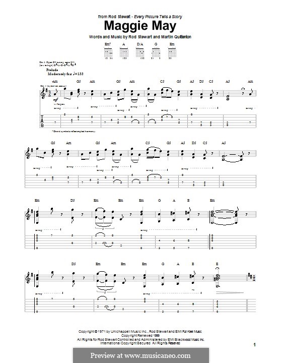 Maggie May: For guitar by Martin Quittenton, Rod Stewart