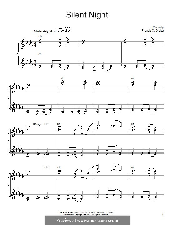 Piano version: In D Flat Major by Franz Xaver Gruber