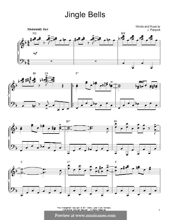 Piano version (printable scores): F Major by James Lord Pierpont