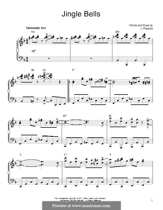 Jingle Bells, for Piano by J.L. Pierpont sheet music on MusicaNeo