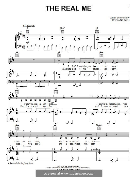 The Real Me: For voice and piano (or guitar) by Rosanne Cash