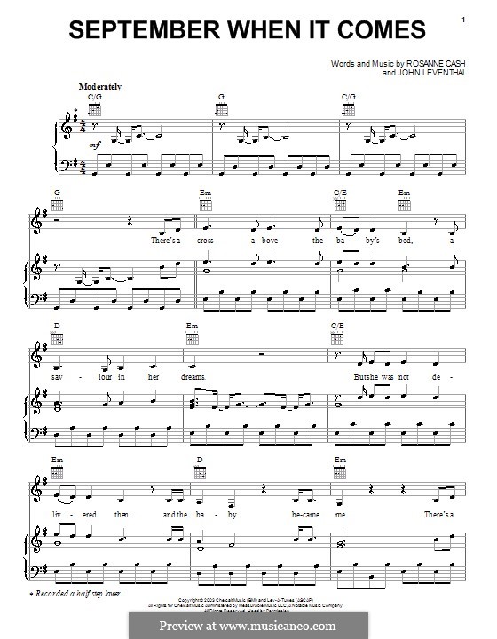 September When It Comes: For voice and piano (or guitar) by John Leventhal