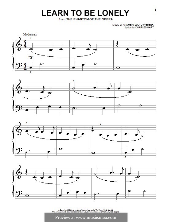 Learn to be Lonely: For piano by Andrew Lloyd Webber